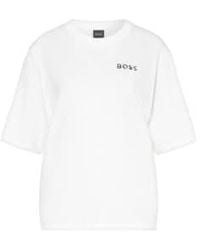 BOSS - C enis 1 blumenlogo t-shirt größe: l, col: weiß - Lyst