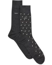 BOSS - 2 Pack Of Mercerised Cotton Blend Socks With Mini Pattern - Lyst