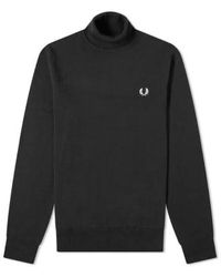 Fred Perry - Roll Neck Jumper Black - Lyst
