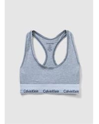 Calvin Klein - Bralette morno algodón con espalda cruzada en gris jaspeado ropa interior - Lyst