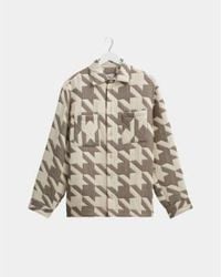 Wax London - Whiting Houndstooth Quilted Overshirt Ecru - Lyst