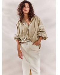 Summum - Sage Top With Ivory Embroidery - Lyst