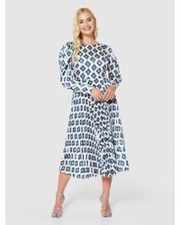 Closet - Print Pleated Dress Ivory Uk 8 - Lyst