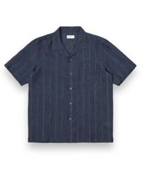 Universal Works - Road Shirt 30259 Stripe Linen Navy S - Lyst