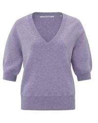 Yaya - Soft Sweater With V Neck And Half Long Sleeves - Lyst