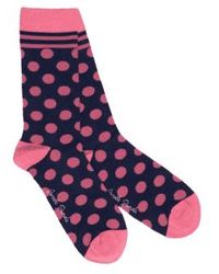 Swole Panda - Navy & Pink Polka Dot Socks One Size 4-7 - Lyst