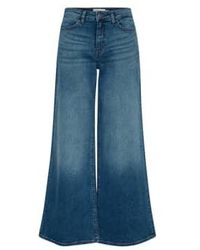 Ichi - Twiggy Wide Blue Jeans - Lyst