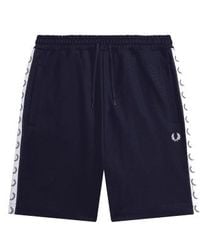 Fred Perry - Taped Tricot Short Blue S - Lyst