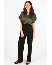 MSH - Wide Leg Plisse Trousers With Elastic Smocked Waist - Lyst