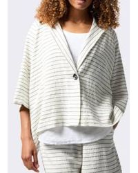 Sahara - Linen Viscose Stripe Boxy Jacket Ivory/ M/l - Lyst