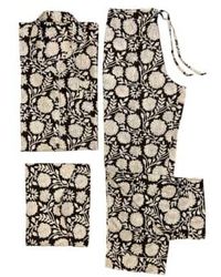 Behotribe  &  Nekewlam - Pyjama Set Cotton Floral Block Print Ebony Large-extra Large - Lyst