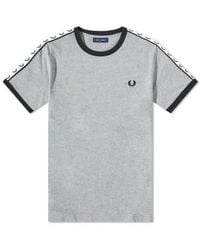 Fred Perry - Taped Ringer T-shirt M4620 Steel Marl L - Lyst