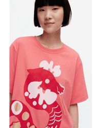 Marimekko - Corte -sleeved Cotton Shirt Embla Jalo Peachy - Lyst