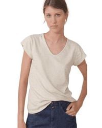 indi & cold - Indi And Cold V Neck Linen T Shirt - Lyst