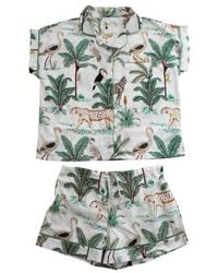 Powell Craft - Set pijama corto algodón algodón con estampado safari crema damas - Lyst