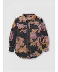 Free People - Womens Ruby Floral Print Fleece Jacket In Charcoal 1 - Lyst