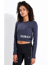 Calvin Klein Maglietta a maniche lunghe con nodo sottile grigia - Blu