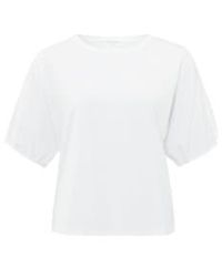 Yaya - T Shirt With Round Neck And Puff Sleeves - Lyst