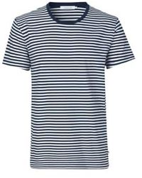 Samsøe & Samsøe - Camiseta knud stripe zafiro / blanco - Lyst