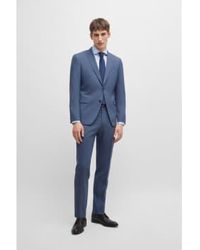 BOSS - Boss-h-huge-2pcs slim fit anzug in gemustertem stretch-stoff in blau 50521670 412 - Lyst