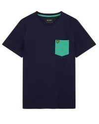 Lyle & Scott - Tee-t-shirt poche contrasté marine et glaçure verte - Lyst