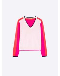 Vilagallo - Knitwear Sweater Cb V-neck Ecru&&orange M - Lyst