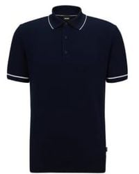 BOSS - Gorillo Dark Structured Cotton Regular Fit Knitted Polo - Lyst