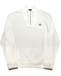 Fred Perry Half Zip Sweat - White