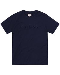 Guess T-shirt à logo brodé en coton pima bleu marine