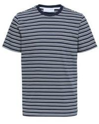 SELECTED - Sky Captain Andy Stripe Short Sleeve O Neck Tee - Lyst