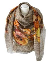 Gucci - Ssima Scarf Made Of Soft And Silk Orange Flowers Print - Lyst