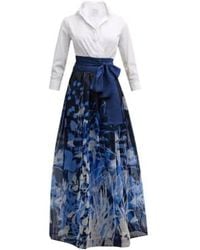 Sara Roka - Jinny long robe / shirt avec jupe imprimée marine - Lyst
