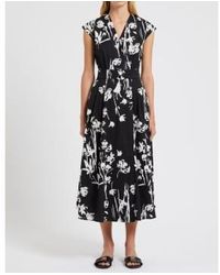 Marella - Taxi V-neck Floral Cap Sleeve Belted Dress Size: 12, Col: Blac 8 - Lyst