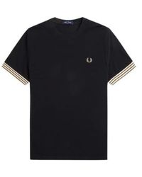 Fred Perry - Striped Cuff T Shirt 1 - Lyst