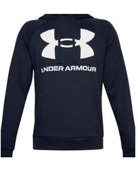 Under Armour - Maglia Rival Fleece Big Logo Hoodie Uomo Midnight Navy/onyx White M - Lyst
