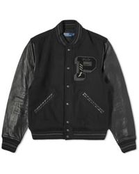Polo Ralph Lauren - Logo-patch Wool-blend And Leather Jacket X - Lyst