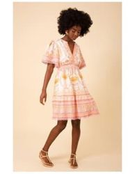 Hale Bob - Bouton multi-motif robe midi à manches courtes col: rose / crème - Lyst