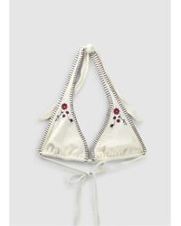 Frankie's Bikinis - S Diana String Bikini Top With Embroidery - Lyst