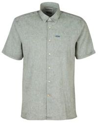 Barbour - Nelson Short Sleeve Linen Shirt Bleached Olive Large - Lyst