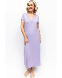 Nora Rose - Nora Lorelei Lace Detail Jersey Long Nightdress In Purple - Lyst