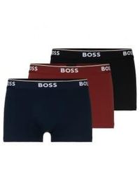 BOSS - Trunk 3P Power Boxers Col Navy And Burgundy Size L - Lyst