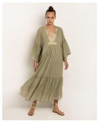 Greek Archaic Kori - New Triangle Frill Sleeve Kaftan Dress Col Tea Gol Size Xs - Lyst