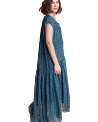 Louizon - Long Dress With Print Rita Size 0 Extra Small /green - Lyst