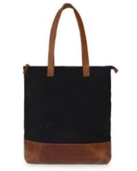 VIDA VIDA - Leather And Canvas Tote Bag With Zip Top Leather/canvas - Lyst