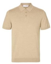 SELECTED - Berg Ss Knit Polo In Kelp - Lyst