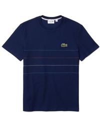 Lacoste - "fabriqué en france" t-shirt coton biologique rayé texturé bleu - Lyst