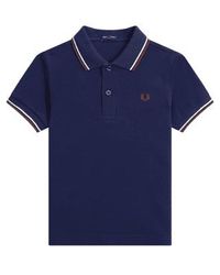 Fred Perry - Slim Fit Twin Tipped Polo Dark Ultramarine , Ecru & Whiskey Brown S - Lyst