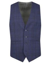 Torre - Prince Of Wales Check Suit Waistcoat Purple - Lyst