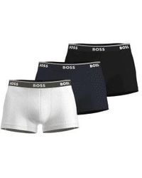 BOSS - Conjunto 3 múltiples múltiples marinas blancas y boxeadores negros - Lyst