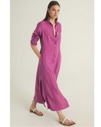 ROSSO35 - Linen Shirt Dress In Pink - Lyst